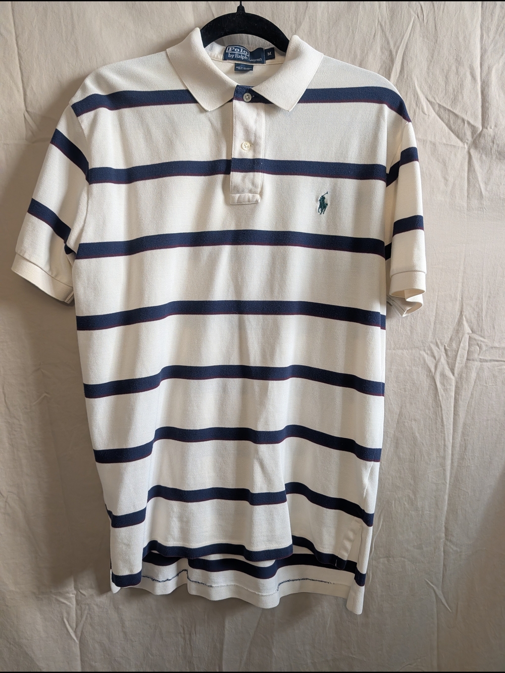 Ralph Lauren White Polo with Navy Stripes